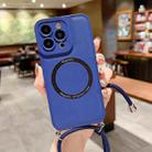 For iPhone 14 Plus MagSafe Magnetic Lanyard Phone Case(Blue) - 1