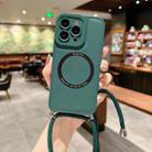 For iPhone 13 Pro MagSafe Magnetic Lanyard Phone Case(Dark Green) - 1