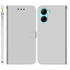 For Realme C33 Imitated Mirror Surface Flip Leather Phone Case(Silver) - 1