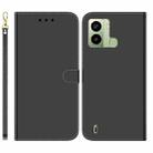 For Tecno Pop 6 Fingerprint Imitated Mirror Surface Flip Leather Phone Case(Black) - 1