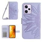 For Xiaomi Redmi Note 12 Pro 5G China Skin Feel Sun Flower Pattern Flip Leather Phone Case with Lanyard(Purple) - 1