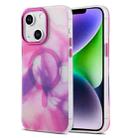 For iPhone 14 Plus MagSafe Magnetic Ink Phone Case(Pink Purple) - 1