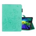 For iPad Pro 11 (2020) Butterflies Embossing Pattern Horizontal Flip Leather Tablet Case with Holder & Card Slot(Green) - 1