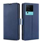 For vivo iQOO Neo7 Ultra-thin Voltage Side Buckle Horizontal Flip Leather Phone Case(Blue) - 1