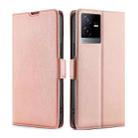 For vivo T2x 5G/Y73t/iQOO Z6x Ultra-thin Voltage Side Buckle Horizontal Flip Leather Phone Case(Rose Gold) - 1