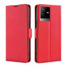 For vivo T2x 5G/Y73t/iQOO Z6x Ultra-thin Voltage Side Buckle Horizontal Flip Leather Phone Case(Red) - 1