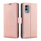 For Nokia X30 5G Ultra-thin Voltage Side Buckle Horizontal Flip Leather Phone Case(Rose Gold) - 1