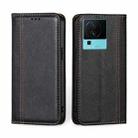 For vivo iQOO Neo7 Grid Texture Magnetic Flip Leather Phone Case(Black) - 1