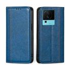 For vivo iQOO Neo7 Grid Texture Magnetic Flip Leather Phone Case(Blue) - 1