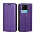 For vivo iQOO Neo7 Grid Texture Magnetic Flip Leather Phone Case(Purple) - 1