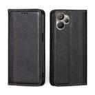 For Realme 9i 5G Global/10 5G Grid Texture Magnetic Flip Leather Phone Case(Black) - 1