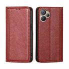 For Realme 9i 5G Global/10 5G Grid Texture Magnetic Flip Leather Phone Case(Red) - 1