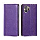 For Realme 9i 5G Global/10 5G Grid Texture Magnetic Flip Leather Phone Case(Purple) - 1