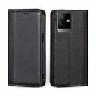 For vivo T2x 5G/Y73t/iQOO Z6x Grid Texture Magnetic Flip Leather Phone Case(Black) - 1