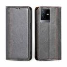 For vivo T2x 5G/Y73t/iQOO Z6x Grid Texture Magnetic Flip Leather Phone Case(Grey) - 1