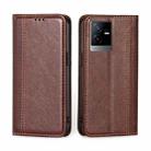 For vivo T2x 5G/Y73t/iQOO Z6x Grid Texture Magnetic Flip Leather Phone Case(Brown) - 1