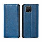 For Huawei nova Y61 Grid Texture Magnetic Flip Leather Phone Case(Blue) - 1