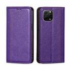 For Huawei nova Y61 Grid Texture Magnetic Flip Leather Phone Case(Purple) - 1