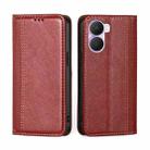 For Honor Play 40 Plus Grid Texture Magnetic Flip Leather Phone Case(Red) - 1