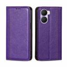 For Honor Play 40 Plus Grid Texture Magnetic Flip Leather Phone Case(Purple) - 1