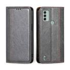 For Nokia C31 Grid Texture Magnetic Flip Leather Phone Case(Grey) - 1