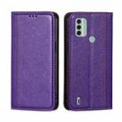 For Nokia C31 Grid Texture Magnetic Flip Leather Phone Case(Purple) - 1