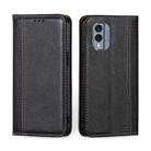 For Nokia X30 5G Grid Texture Magnetic Flip Leather Phone Case(Black) - 1