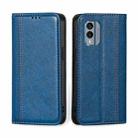 For Nokia X30 5G Grid Texture Magnetic Flip Leather Phone Case(Blue) - 1