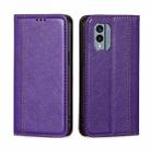 For Nokia X30 5G Grid Texture Magnetic Flip Leather Phone Case(Purple) - 1