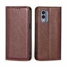 For Nokia X30 5G Grid Texture Magnetic Flip Leather Phone Case(Brown) - 1