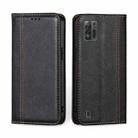 For ZTE Blade A52 Lite Grid Texture Magnetic Flip Leather Phone Case(Black) - 1