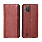 For ZTE Blade A52 Lite Grid Texture Magnetic Flip Leather Phone Case(Red) - 1