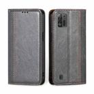 For ZTE Blade A52 Lite Grid Texture Magnetic Flip Leather Phone Case(Grey) - 1