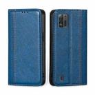 For ZTE Blade A52 Lite Grid Texture Magnetic Flip Leather Phone Case(Blue) - 1