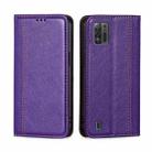 For ZTE Blade A52 Lite Grid Texture Magnetic Flip Leather Phone Case(Purple) - 1