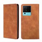 For vivo iQOO Neo7 Skin Feel Magnetic Horizontal Flip Leather Phone Case(Light Brown) - 1