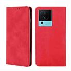 For vivo iQOO Neo7 Skin Feel Magnetic Horizontal Flip Leather Phone Case(Red) - 1
