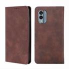 For Nokia X30 5G Skin Feel Magnetic Horizontal Flip Leather Phone Case(Dark Brown) - 1