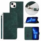 For iPhone 13 mini Dual-Fold Stripe Texture Buckle Leather Phone Case(Green) - 1