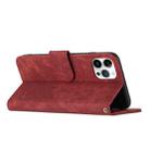For iPhone 13 Pro Dual-Fold Stripe Texture Buckle Leather Phone Case(Red) - 4