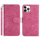 For iPhone 12 Pro Dual-Fold Stripe Texture Buckle Leather Phone Case(Hot Pink) - 2