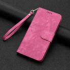 For iPhone 12 Pro Dual-Fold Stripe Texture Buckle Leather Phone Case(Hot Pink) - 6