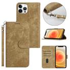 For iPhone 11 Pro Dual-Fold Stripe Texture Buckle Leather Phone Case(Yellow) - 1
