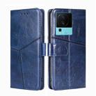 For vivo iQOO Neo7 Geometric Stitching Horizontal Flip Leather Phone Case(Blue) - 1