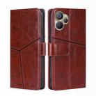 For Realme 9i 5G Global/10 5G Geometric Stitching Horizontal Flip Leather Phone Case(Dark Brown) - 1