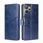 For Realme 9i 5G Global/10 5G Geometric Stitching Horizontal Flip Leather Phone Case(Blue) - 1