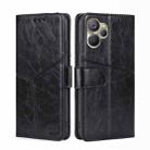For Realme 9i 5G Global/10 5G Geometric Stitching Horizontal Flip Leather Phone Case(Black) - 1