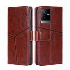 For vivo T2x 5G/Y73t/iQOO Z6x Geometric Stitching Horizontal Flip Leather Phone Case(Dark Brown) - 1