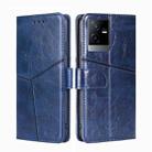 For vivo T2x 5G/Y73t/iQOO Z6x Geometric Stitching Horizontal Flip Leather Phone Case(Blue) - 1