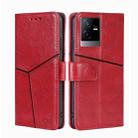 For vivo T2x 5G/Y73t/iQOO Z6x Geometric Stitching Horizontal Flip Leather Phone Case(Red) - 1